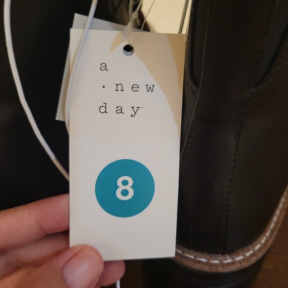 NWT a new day Black Lace-Up Boots with Brown Details Size 8 - Picture 8 of 9